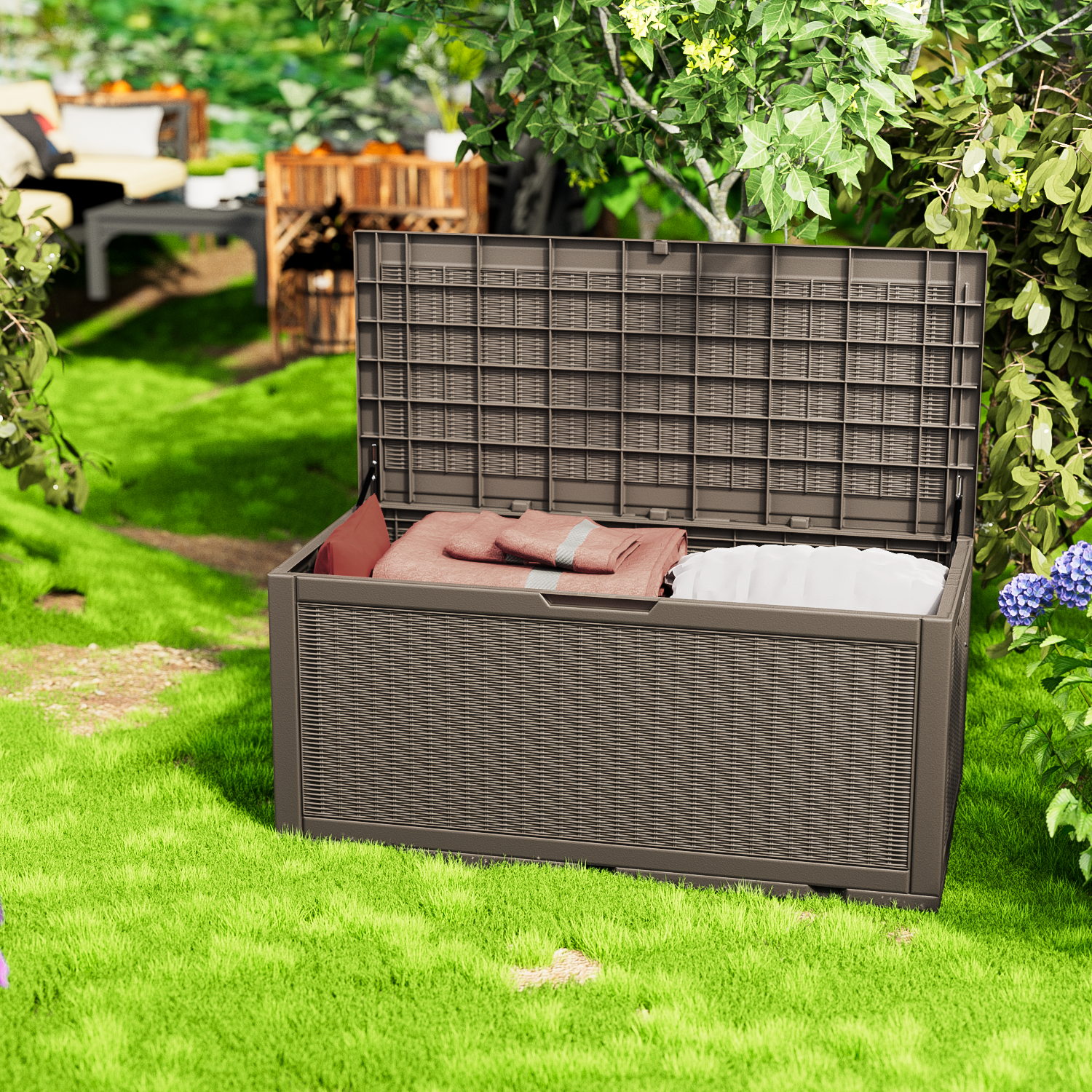 Devoko 100 Gallon Deck Box, Waterproof Outdoor Storage Box