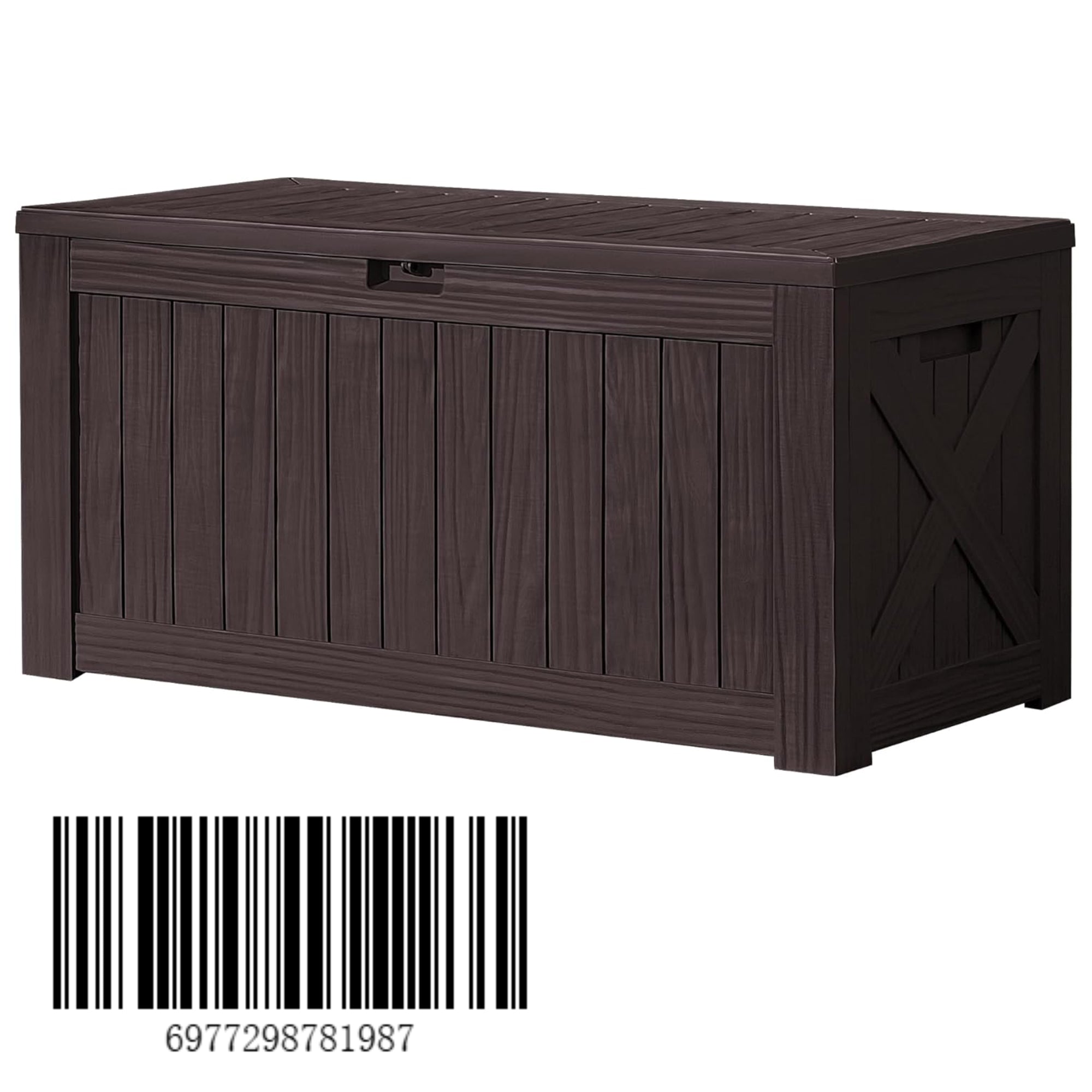 Devoko 120 Gallon Deck Box Resin Outdoor Storage Box Waterproof for Patio, Large Outdoor Storage Bench Lockable for Outside (Deep Brown)