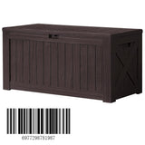 Devoko 120 Gallon Deck Box Resin Outdoor Storage Box Waterproof for Patio, Large Outdoor Storage Bench Lockable for Outside (Deep Brown)