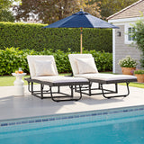 Devoko 2PCS Patio Folding Rattan Chaise Lounge Chair with Adjustable Back, Outdoor Cushioned Recliner for Garden&Backyard, White