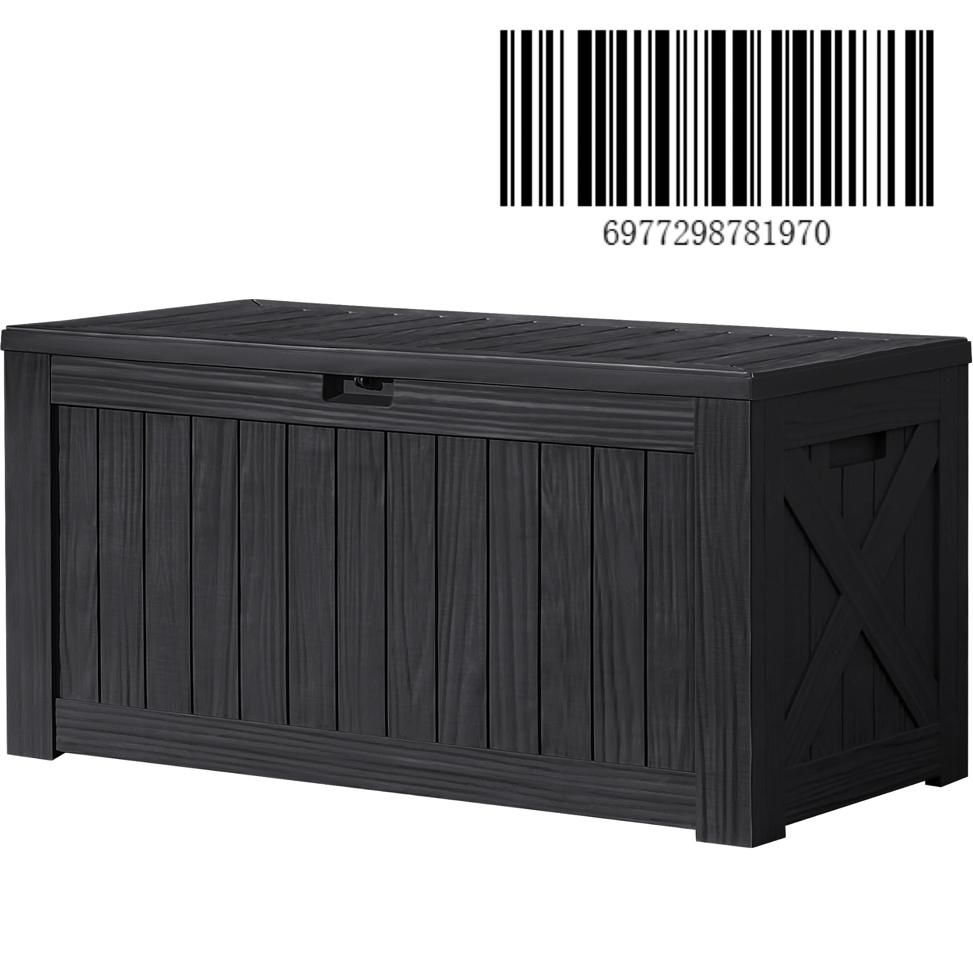 Devoko 120 Gallon Deck Box Resin Outdoor Storage Box Waterproof for Patio (Black)