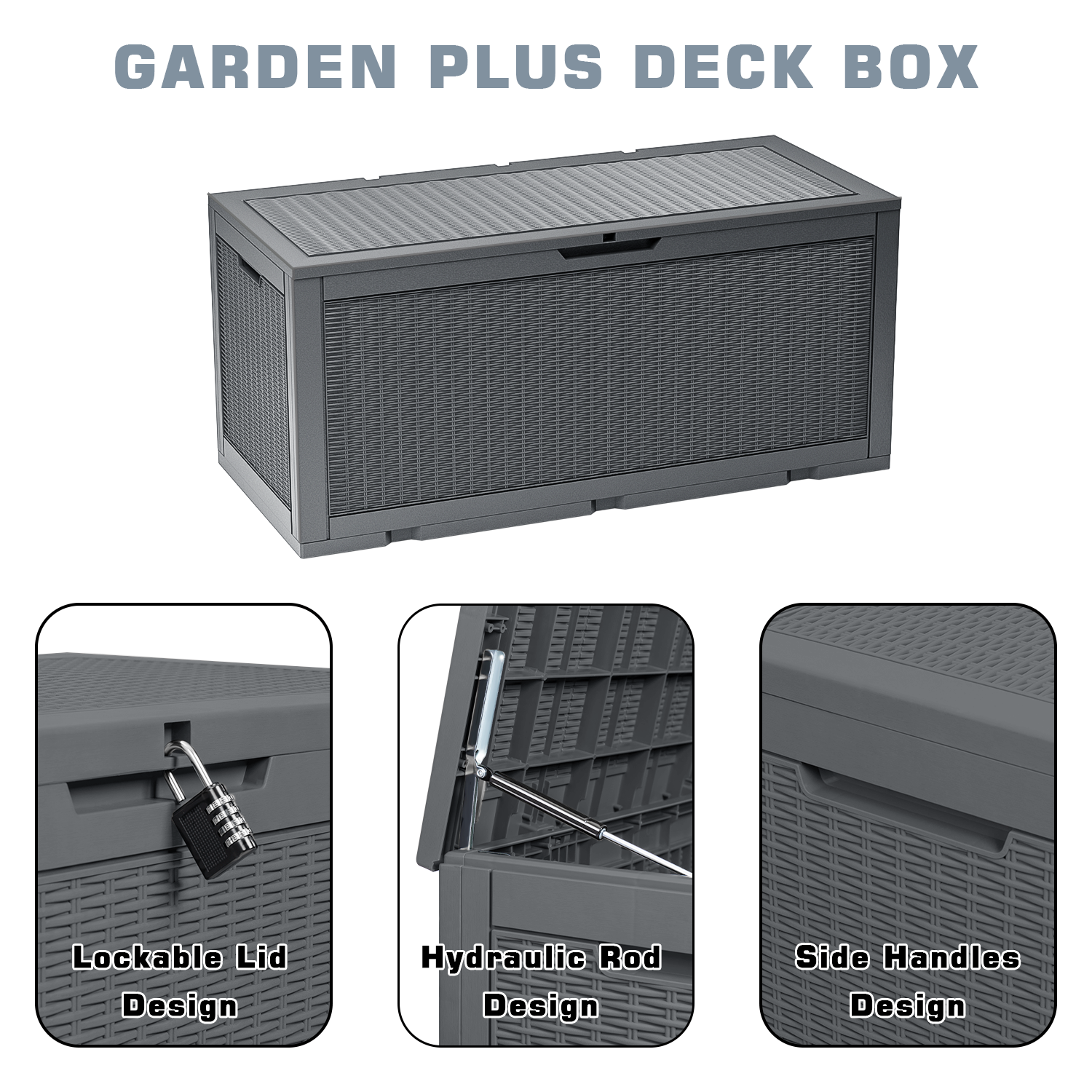 Devoko 100 Gallon Deck Box, Waterproof Outdoor Storage Box