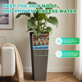 Devoko 24" Tall Planters for Outdoor Plants Set of 2, Woven-Textured Outdoor Plant Pots for Patio, Front Porch