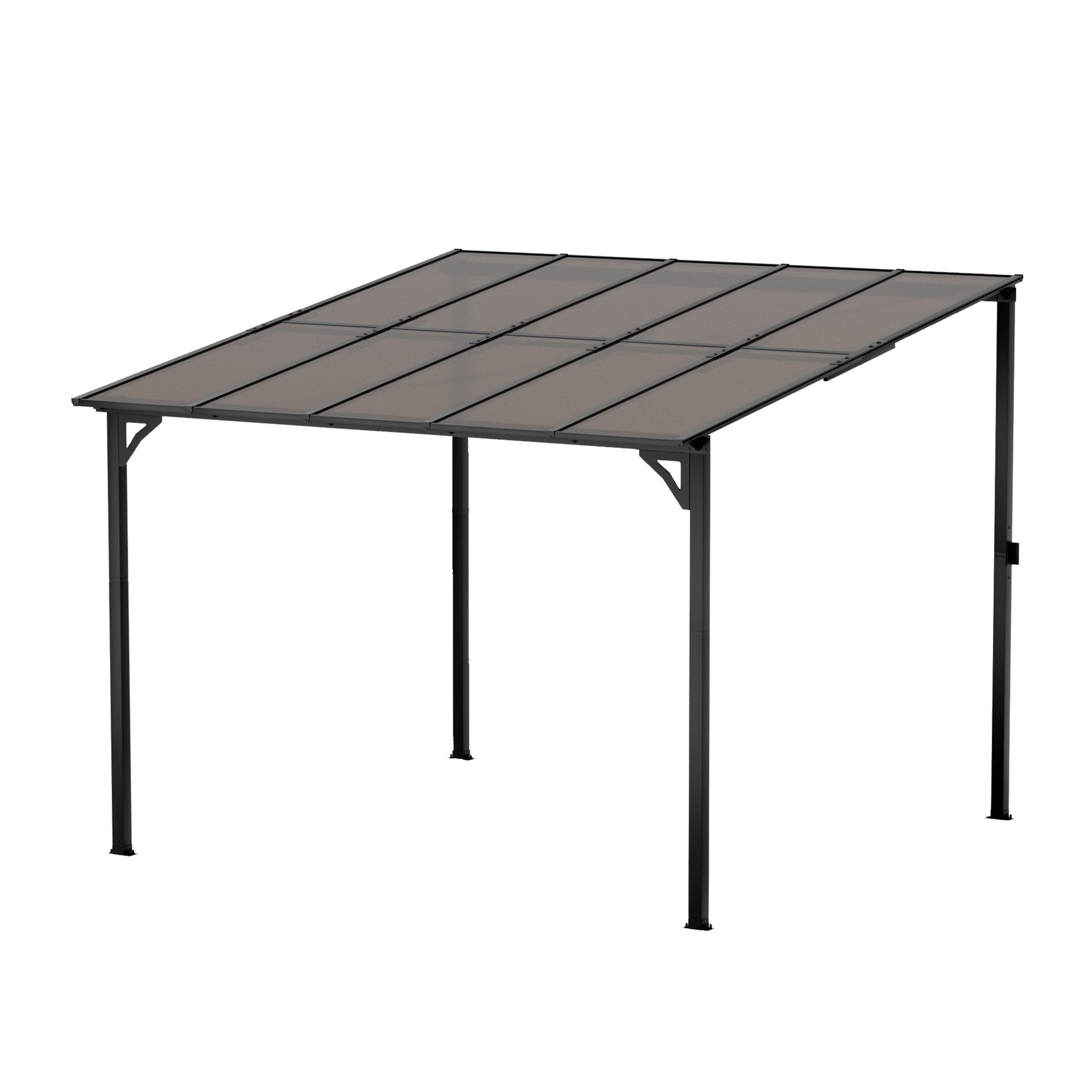 Devoko 10*10 ft Patio Gazebo with Metal Frame and Polycarbonate Roof, Pergola with Lean-to Roof for Backyard and Garden