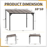 Devoko 10*10 ft Patio Gazebo with Metal Frame and Polycarbonate Roof, Pergola with Lean-to Roof for Backyard and Garden