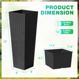 Devoko 24" Tall Planters for Outdoor Plants Set of 2, Woven-Textured Outdoor Plant Pots for Patio, Front Porch