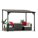 Devoko 10*10 ft Patio Gazebo with Metal Frame and Polycarbonate Roof, Pergola with Lean-to Roof for Backyard and Garden