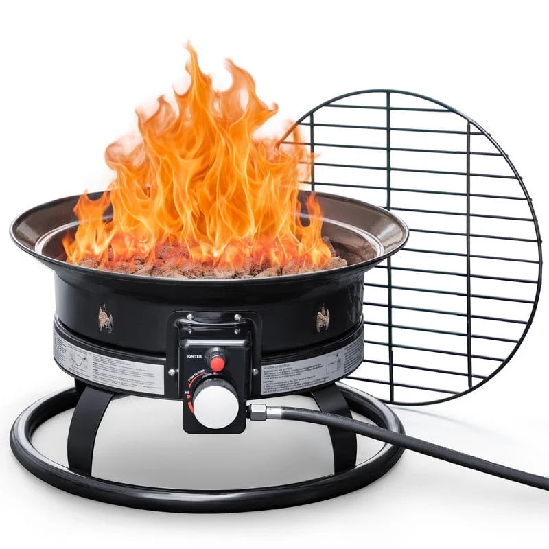 Devoko 19-inch Outdoor Propane Gas Fire Pits 58000 BTU Portable Smokeless Fireplaces with Cover, Grate & Carry Kit for Patio Outside Camping
