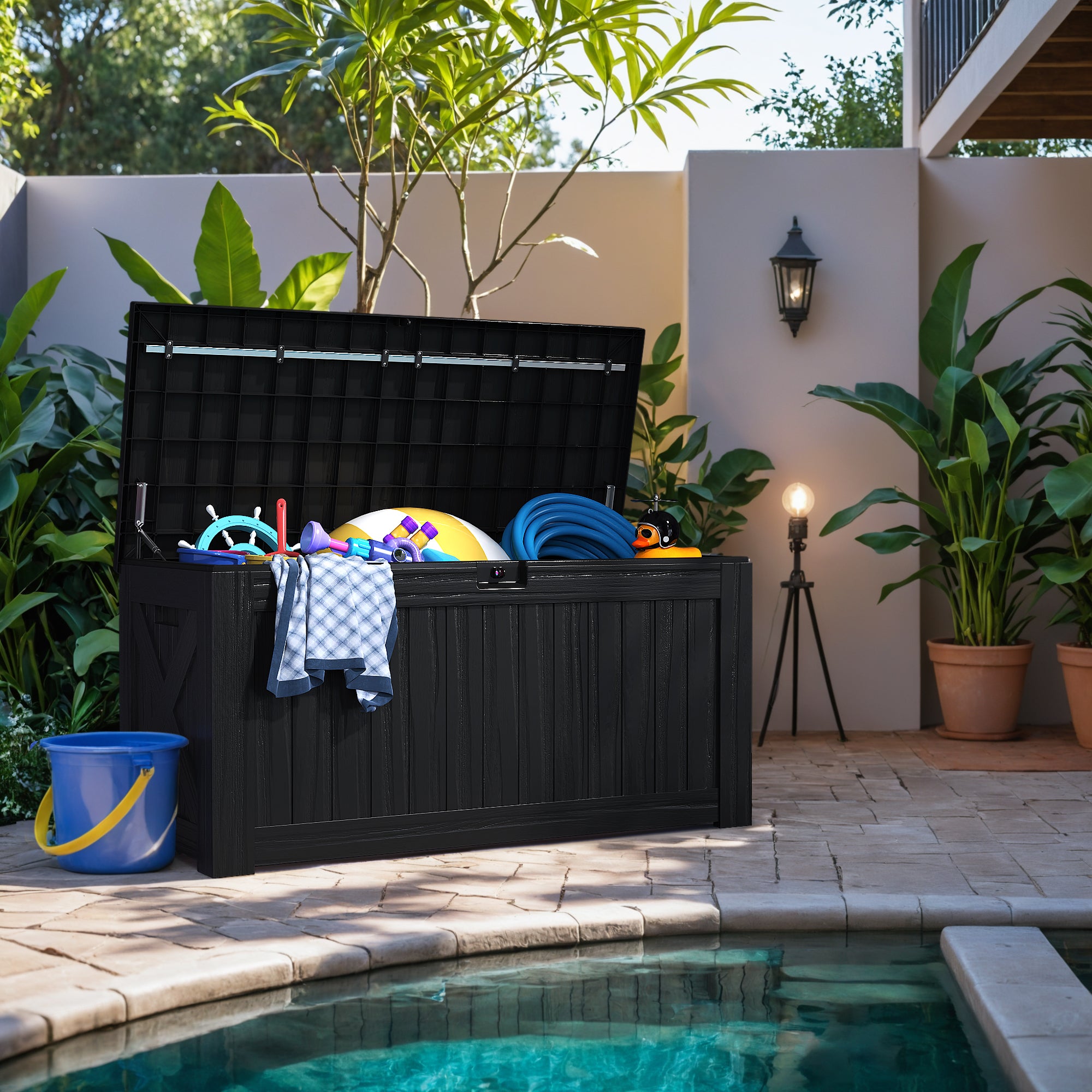 Devoko 120 Gallon Outdoor Patio Box Deck Plastic Resin Storage Box Backyard