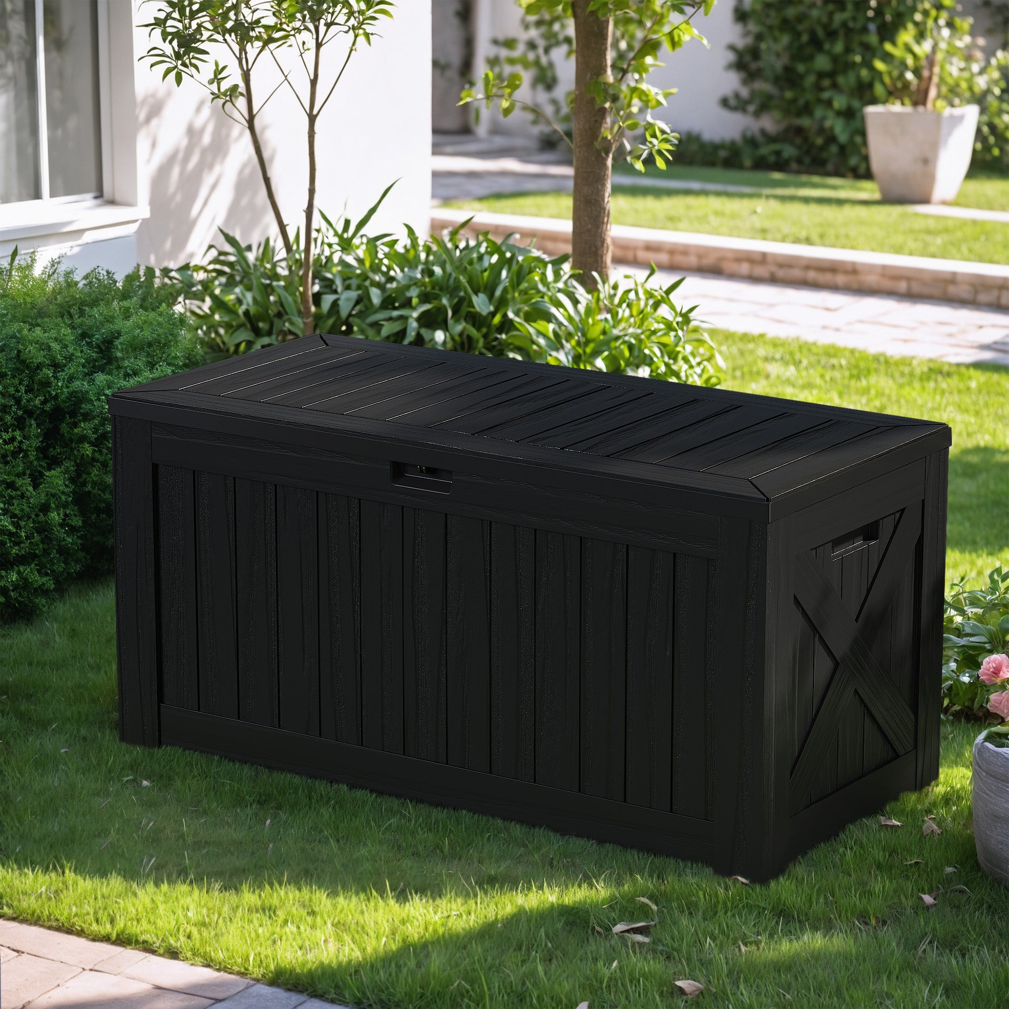 Devoko 120 Gallon Outdoor Patio Box Deck Plastic Resin Storage Box Backyard