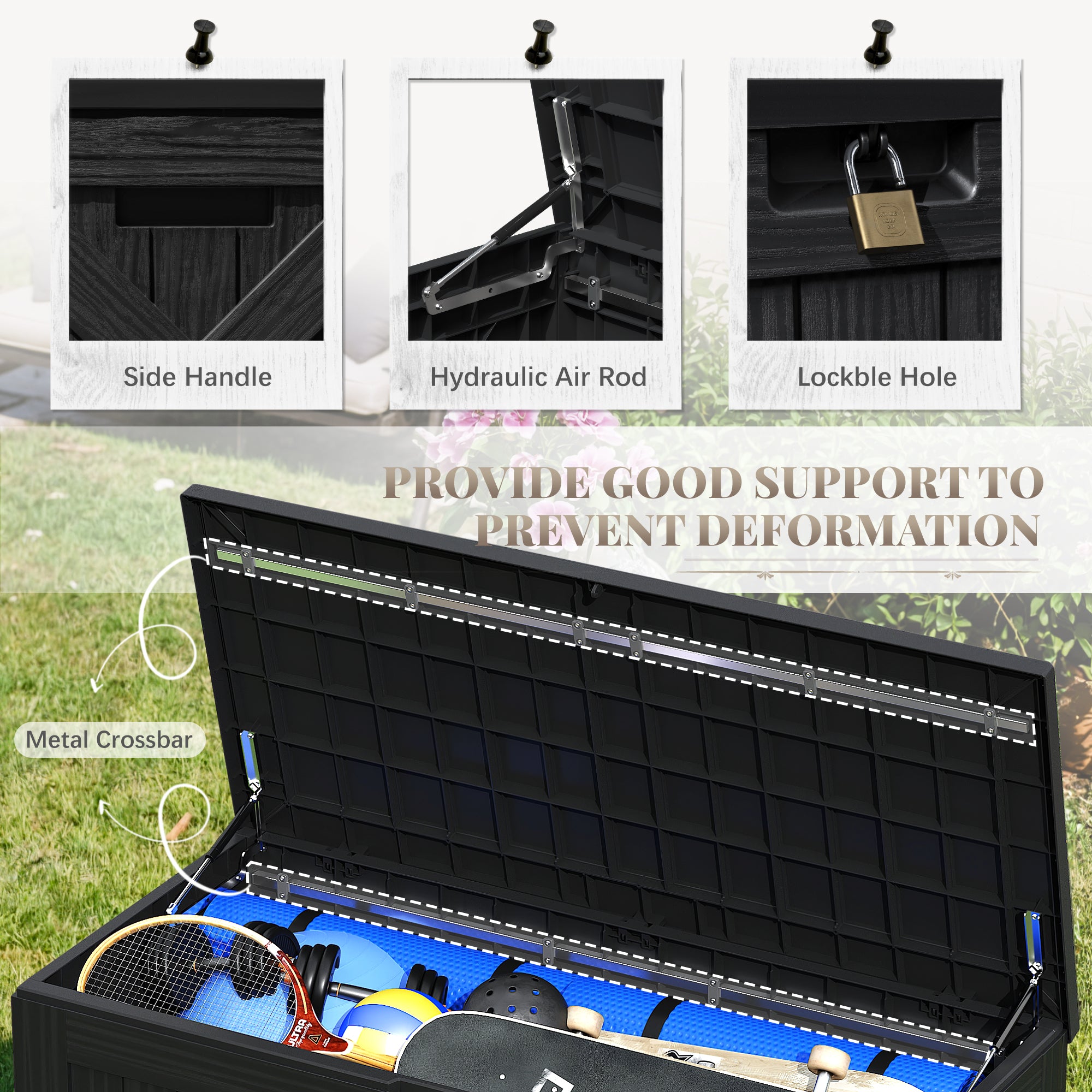 Devoko 120 Gallon Outdoor Patio Box Deck Plastic Resin Storage Box Backyard