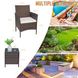 DEVOKO 3 PCS Outdoor Patio Furniture Gray PE Rattan Wicker Table and Chairs Set Bar Set with Cushioned Tempered Glass