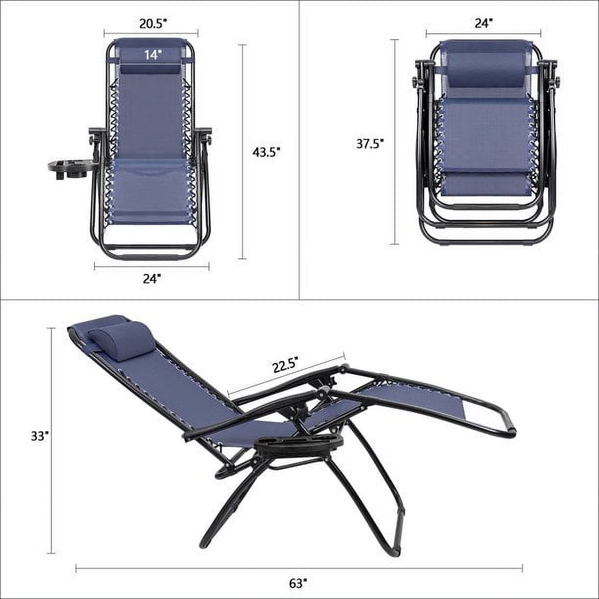 Devoko 2 PCS Zero Gravity Chair Outdoor Lounge Patio Chair Camp Reclining Lounge Chairs