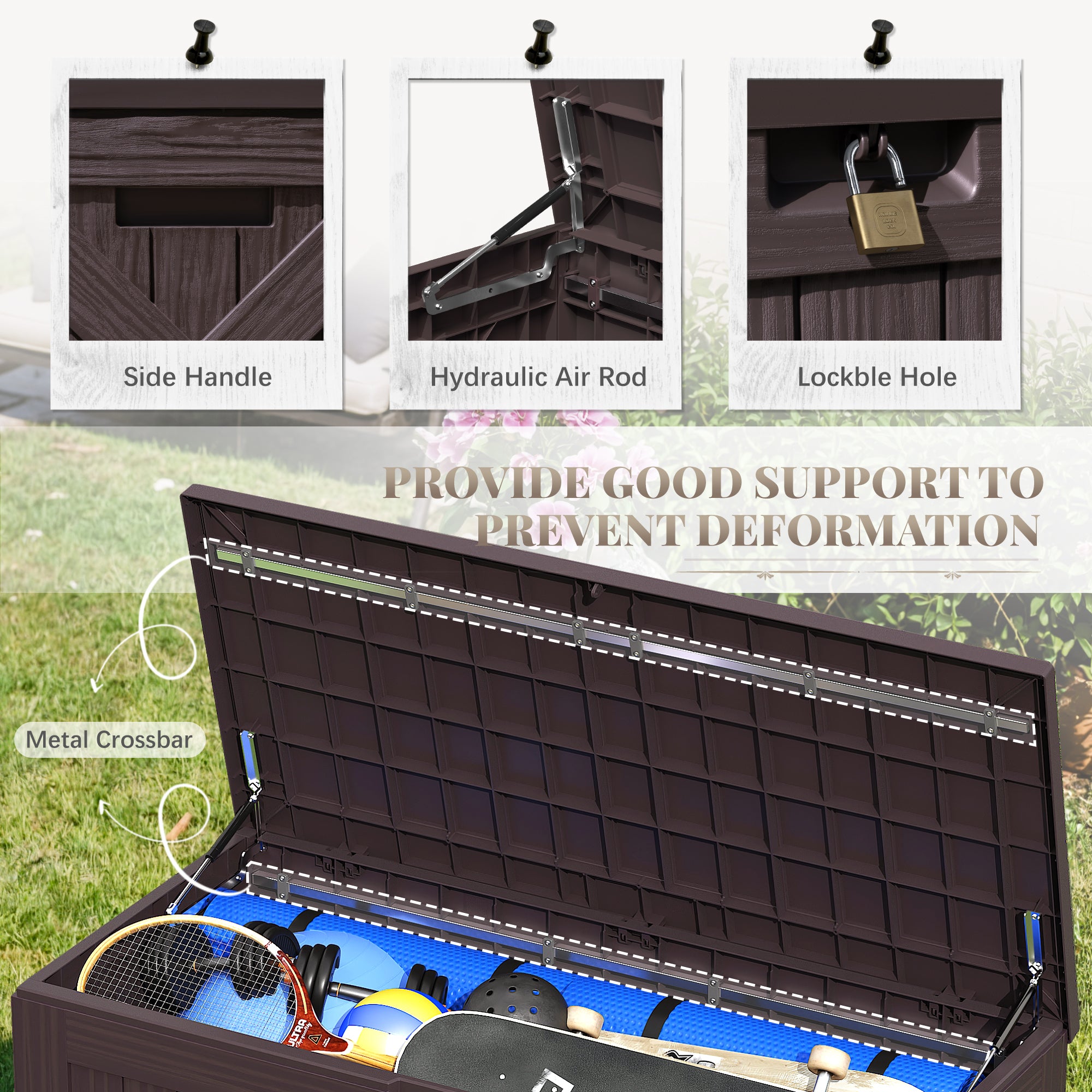 Devoko 120 Gallon Outdoor Patio Box Deck Plastic Resin Storage Box Backyard