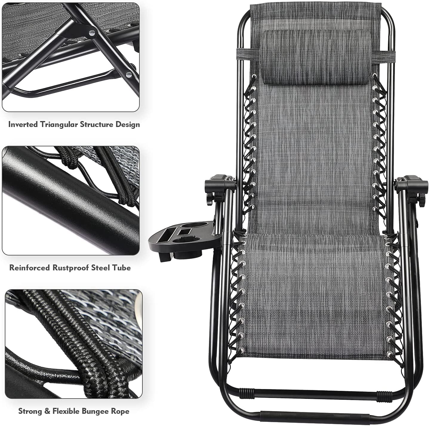 Devoko 2 PCS Zero Gravity Chair Outdoor Lounge Patio Chair Camp Reclining Lounge Chairs