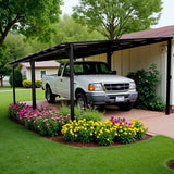 Devoko 10*10 ft Patio Gazebo with Metal Frame and Polycarbonate Roof, Pergola with Lean-to Roof for Backyard and Garden