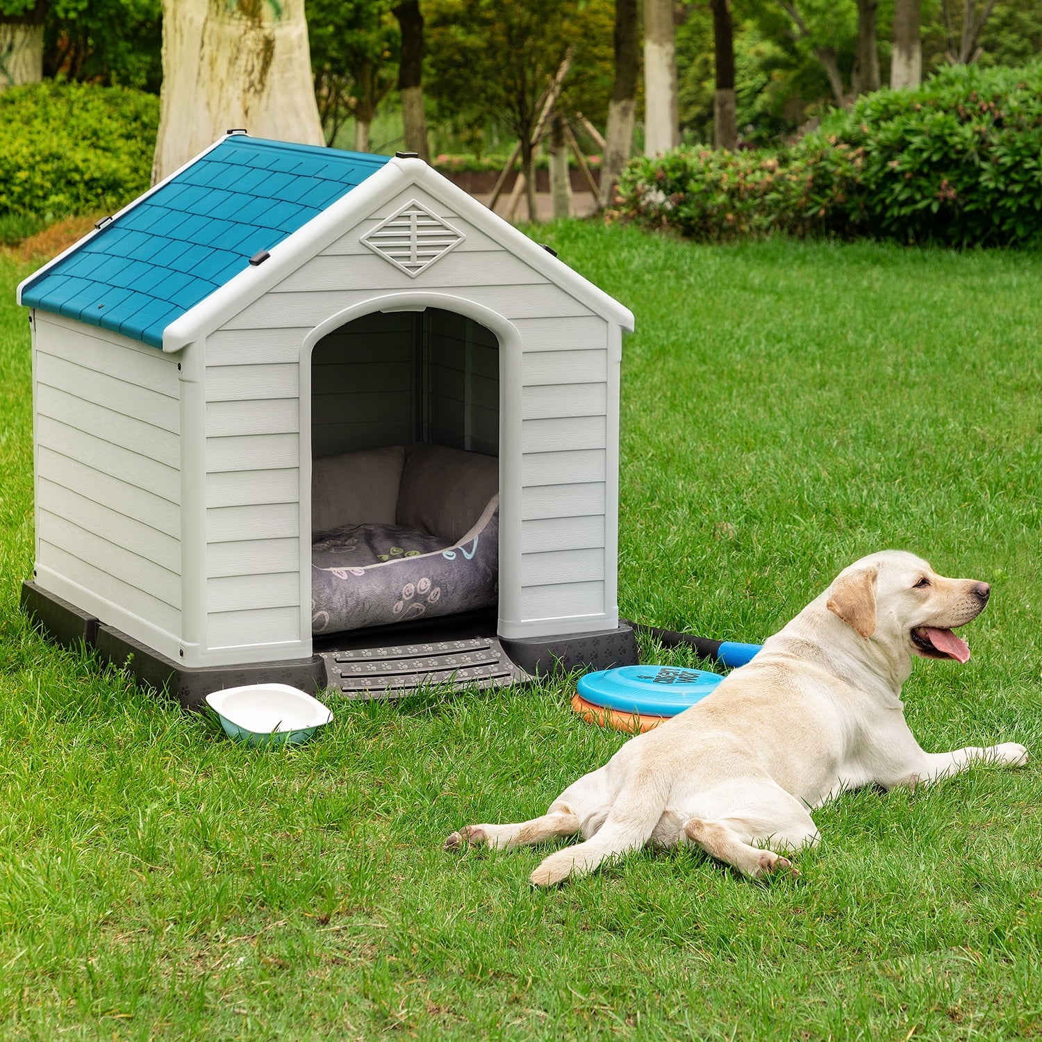 Devoko Indoor and Outdoor Plastic Dog House for Large Pets at Different Age with Waterproof, Moisture-Proof, Vents Warm