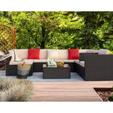 Devoko 8 Pcs & 9 Pcs Patio Furniture Outdoor Sectional Sofa