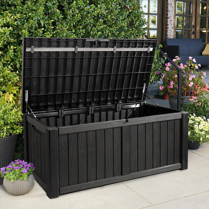 Lacoo Outdoor Storage Box 120 Gallon Waterproof Deck Box For Potia  Furniture Outdoor Storage,Black