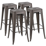 Devoko 30 Inches Metal Bar Stools Outdoor Modern Stackable Industrial Stools Set of 4