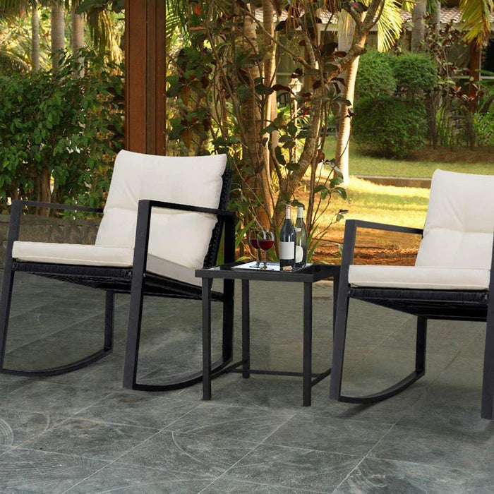 Devoko Outdoor Rocking Chair 3 Pcs Patio Set