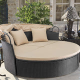 Devoko Outdoor Daybed Pool Furniture Bed Lounge with Retractable Canopy