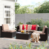 Devoko Patio Furniture 5 Pcs Sectional Sofa with Two Sofas