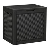 Devoko 32 Gallon Outdoor Box Wicker Deck Box Plastic Resin Storage Box, Light Brown