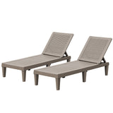 Devoko Set of 2 Outdoor Chaise lounge Chairs, Rattan Style, Multi-angle Adjustable Back, Dark Brown