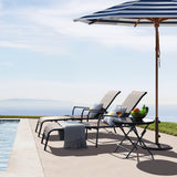 Devoko 3 Pcs Outdoor Chaise Lounge Steel Chair Sets Adjustable Backrest with Tempered Glass