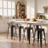 Devoko 30 Inch Metal Bar Stools, Stackable with Removable Back for Indoor & Outdoor Counter Stools Set of 4