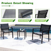 Devoko 3 Pieces Modern Outdoor Conversation Patio Furniture Sets Textilene Bistro, with Glassed Table Steel Frame, Black