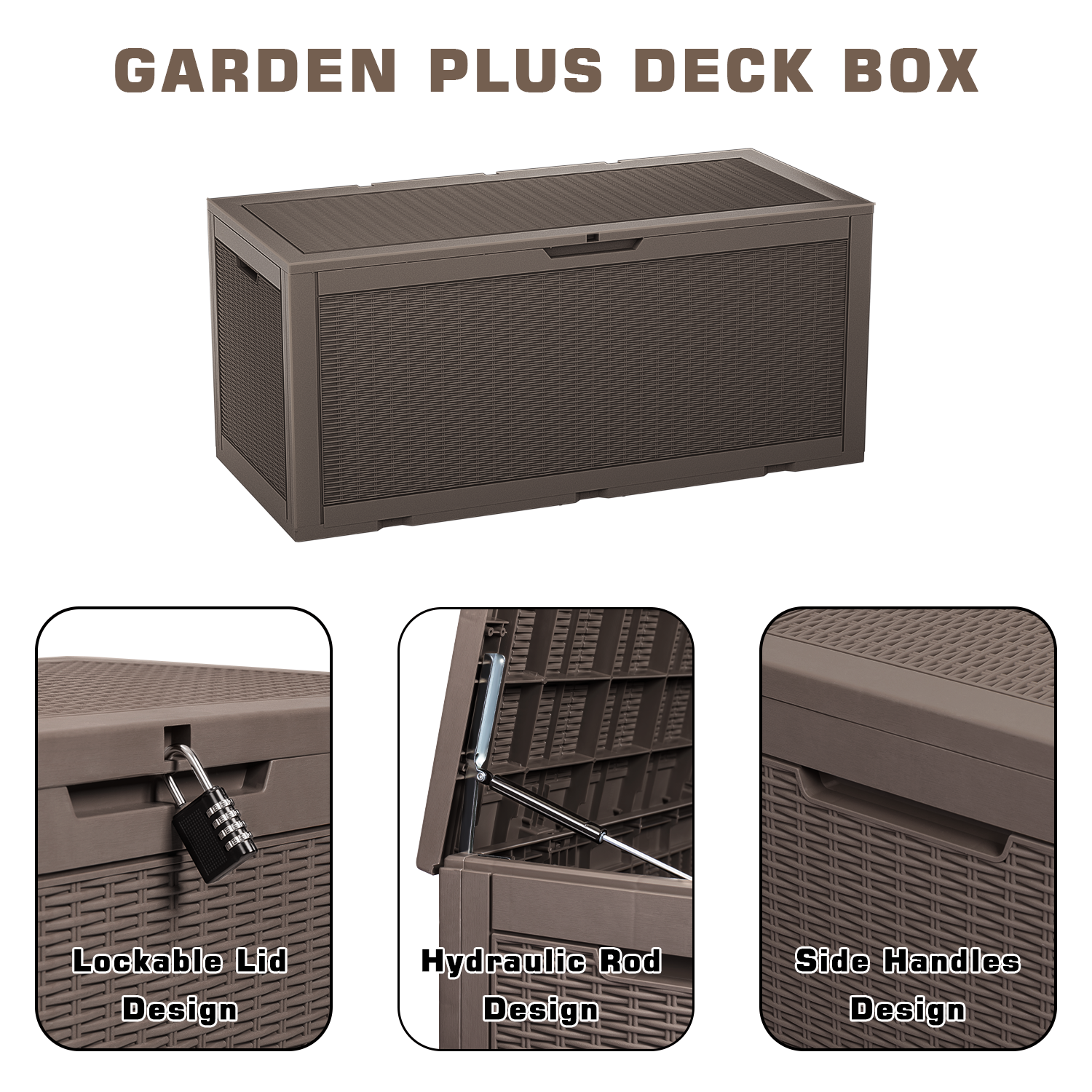 Devoko 100 Gallon Deck Box, Outdoor Storage Bin, Waterproof