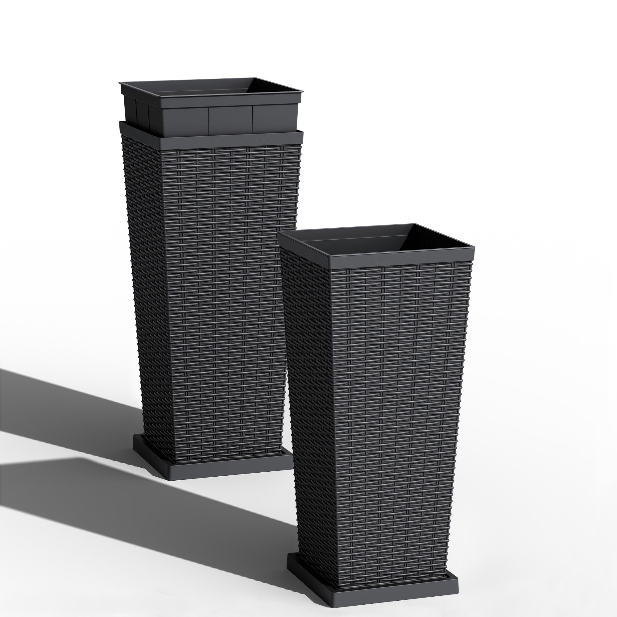 Color Coded Instruments Devoko Tall Planters for Outdoor Plants Set of 2, Woven-Textured Outdo