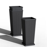 Devoko Tall Planters for Outdoor Plants Set of 2, Woven-Textured Outdoor Plant Pots for Patio, Front Porch