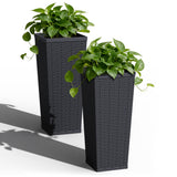 Devoko Tall Planters for Outdoor Plants Set of 2, Woven-Textured Outdoor Plant Pots for Patio, Front Porch