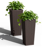 Devoko Tall Planters for Outdoor Plants Set of 2, Woven-Textured Outdoor Plant Pots for Patio, Front Porch