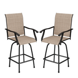 Devoko Patio Barstool with Armrest Outdoor Textilene Swivel Bistro Chair Set of Two, Light Brown