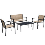 Devoko 4 Pieces Patio Furniture Outdoor furniture Outdoor Patio Furniture Set Textilene Bistro Set Modern Conversation Set Black Bistro Set with Loveseat Tea Table, Beige