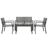 Devoko 4 Pieces Patio Furniture Outdoor furniture Outdoor Patio Furniture Set Textilene Bistro Set Modern Conversation Set Black Bistro Set with Loveseat Tea Table, Black