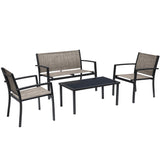 Devoko 4 Pieces Patio Furniture Outdoor furniture Outdoor Patio Furniture Set Textilene Bistro Set Modern Conversation Set Black Bistro Set with Loveseat Tea Table, Brown