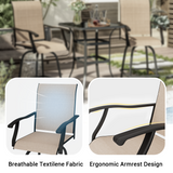 Devoko Patio Barstool with Armrest Outdoor Textilene Swivel Bistro Chair Set of Two, Light Brown