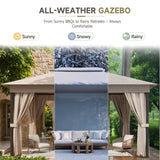 Vineego 10×13 ft Outdoor Pop Up Gazebo with Mosquito Netting，Double Roof Gazebo with Double Curtains for Backyard, Garden and Patio
