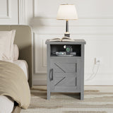 Devoko Farmhouse Nightstand with Storage Shelves, White Nightstand