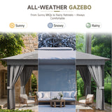 Vineego 10×13 ft Outdoor Pop Up Gazebo with Mosquito Netting，Double Roof Gazebo with Double Curtains for Backyard, Garden and Patio