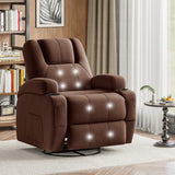 Vineego 360° Swivel Recliner Oversized Massage Rocking Chair Nursery Chair Power Living Room Furniture With Two Cup Holde