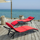 Vineego 3 Pieces Patio Outdoor Chaise Lounge Chair Clearance Outdoor Furniture Set PE Rattan Adjustable Folding Pool Lounge Chair