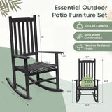 Devoko Outdoor Rocking Chair Set of 2, Solid Acacia Wood Patio Rocking Chairs with High Backrest, Porch Rocker for Patio Garden Balcony