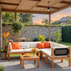 Vineego Patio Acacia Wood Sectional Sofa with Cushions，Outdoor Furniture Set for Porch, Yard and Balcony