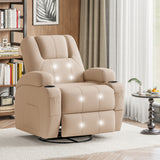 Vineego 360° Swivel Recliner Oversized Massage Rocking Chair Nursery Chair Power Living Room Furniture With Two Cup Holde